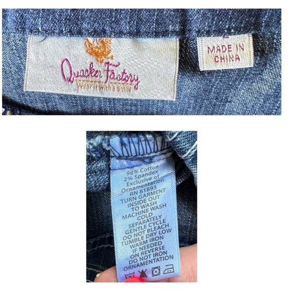 Vintage Quacker Factory Jean Jacket Large Blue Denim Embellished Front B… - Picture 12 of 12